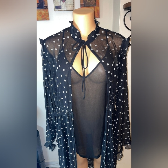 NWT H&M EMBROIDERED DRESS BLACK / DOTTED - Picture 11 of 15